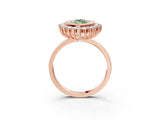 Rose gold Fancy Green Marquise  Halo Diamond Ring with Milgrain Edge and Round Prong Setting_71
