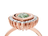 Rose gold Fancy Green Marquise  Halo Diamond Ring with Milgrain Edge and Round Prong Setting_72