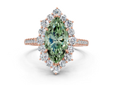 Rose gold Fancy Green Marquise  Halo Diamond Ring with Pavé Band and Prong Setting_37