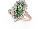 Rose gold Fancy Green Marquise  Halo Diamond Ring with Pavé Band and Prong Setting_38