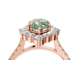 Rose gold Fancy Green Marquise  Halo Diamond Ring with Pavé Band and Prong Setting_41