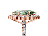 Rose gold Fancy Green Marquise  Halo Diamond Ring with Pavé Band and Prong Setting_42
