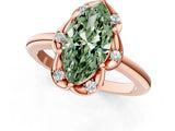 Rose gold Fancy Green Marquise  Halo Diamond Ring with Round Cluster Setting, Solitaire Band, and Four-Prong Setting_50