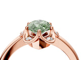 Rose gold Fancy Green Marquise  Halo Diamond Ring with Round Cluster Setting, Solitaire Band, and Four-Prong Setting_53