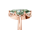 Rose gold Fancy Green Marquise  Halo Diamond Ring with Round Cluster Setting, Solitaire Band, and Four-Prong Setting_54