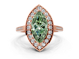 Rose gold Fancy Green Marquise  Halo Diamond Ring with Split Shank and Four-Prong Setting_67