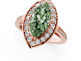 Rose gold Fancy Green Marquise  Halo Diamond Ring with Split Shank and Four-Prong Setting_68
