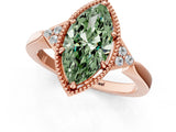Rose gold Fancy Green Marquise  Halo Diamond Ring with Tapered Band and Four-Prong Setting_4