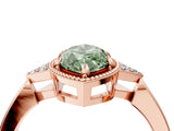 Rose gold Fancy Green Marquise  Halo Diamond Ring with Tapered Band and Four-Prong Setting_7