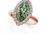 Rose gold Fancy Green Marquise  Halo Diamond Solitaire with Pavé Band and Four-Prong Setting_76