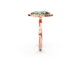 Rose gold Fancy Green Marquise  Halo Diamond Solitaire with Pavé Band and Four-Prong Setting_77