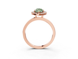 Rose gold Fancy Green Marquise  Halo Diamond Solitaire with Pavé Band and Four-Prong Setting_78