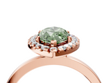 Rose gold Fancy Green Marquise  Halo Diamond Solitaire with Pavé Band and Four-Prong Setting_79