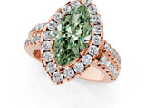 Rose gold Fancy Green Marquise  Halo Diamond Split Shank Engagement Ring with Prong Setting_58