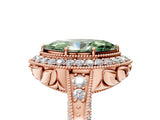 Rose gold Fancy Green Marquise  Halo Diamond Split Shank Ring with Milgrain Detail_54