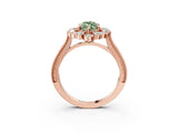 Rose gold Fancy Green Marquise  Halo Milgrain Pave Diamond Ring with Four-Prong Setting 3