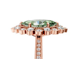 Rose gold Fancy Green Marquise  Halo Milgrain Pave Diamond Ring with Four-Prong Setting 5