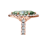 Rose gold Fancy Green Marquise  Halo Pavé Diamond Engagement Ring with Four-Prong Setting_8
