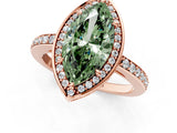 Rose gold Fancy Green Marquise  Halo Pave Band Solitaire Ring with Prong Setting_84