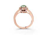 Rose gold Fancy Green Marquise  Halo Pave Band Solitaire Ring with Prong Setting_86