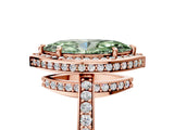Rose gold Fancy Green Marquise  Halo Pave Band Solitaire Ring with Prong Setting_88
