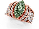 Rose gold Fancy Green Marquise  Halo Pave Diamond Engagement Ring with Milgrain Detailing_50