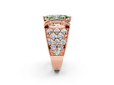 Rose gold Fancy Green Marquise  Halo Pave Diamond Engagement Ring with Milgrain Detailing_51
