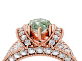 Rose gold Fancy Green Marquise  Halo Pave Diamond Engagement Ring with Milgrain Detailing_53