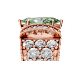 Rose gold Fancy Green Marquise  Halo Pave Diamond Engagement Ring with Milgrain Detailing_54