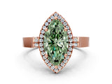 Rose gold Fancy Green Marquise  Halo Pave Split Shank Prong Setting Ring_26
