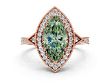 Rose gold Fancy Green Marquise  Halo Round Diamond Milgrain Pave Engagement Ring_3