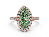 Rose gold Fancy Green Marquise  Halo Round Diamond Pavé Band Four-Prong Ring_3