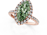 Rose gold Fancy Green Marquise  Halo Round Diamond Pavé Band Four-Prong Ring_4