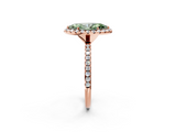 Rose gold Fancy Green Marquise  Halo Round Diamond Pavé Band Four-Prong Ring_5