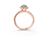 Rose gold Fancy Green Marquise  Halo Round Diamond Pavé Band Four-Prong Ring_6