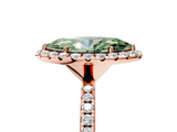 Rose gold Fancy Green Marquise  Halo Round Diamond Pavé Band Four-Prong Ring_8