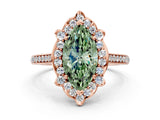 Rose gold Fancy Green Marquise  Halo Round Diamond Pave Band with Four-Prong Setting_39