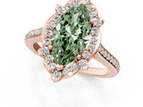 Rose gold Fancy Green Marquise  Halo Round Diamond Pave Band with Four-Prong Setting_40