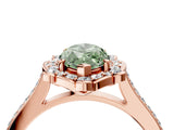 Rose gold Fancy Green Marquise  Halo Round Diamond Pave Band with Four-Prong Setting_43
