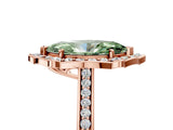 Rose gold Fancy Green Marquise  Halo Round Diamond Pave Band with Four-Prong Setting_44
