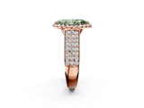 Rose gold Fancy Green Marquise  Halo Round Diamond Pave Band with Prong Setting 2