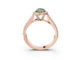 Rose gold Fancy Green Marquise  Halo Round Diamond Pave Band with Prong Setting 3