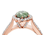 Rose gold Fancy Green Marquise  Halo Round Diamond Pave Band with Prong Setting 4