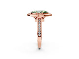 Rose gold Fancy Green Marquise  Halo Solitaire Diamond Ring with Pave Band and Bezel Setting_51