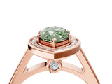 Rose gold Fancy Green Marquise  Halo Solitaire Diamond Ring with Pave Band and Bezel Setting_53