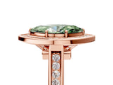 Rose gold Fancy Green Marquise  Halo Solitaire Diamond Ring with Pave Band and Bezel Setting_54