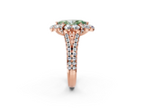 Rose gold Fancy Green Marquise  Halo Split Shank Diamond Engagement Ring with Pave Band and Four-Prong Setting_73