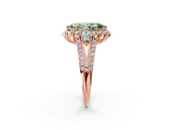 Rose gold Fancy Green Marquise  Halo Split Shank Diamond Engagement Ring with Prong Setting_39