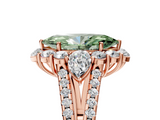 Rose gold Fancy Green Marquise  Halo Split Shank Diamond Engagement Ring with Prong Setting_42