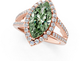 Rose gold Fancy Green Marquise  Halo Split Shank Diamond Ring with Four-Prong Setting_33